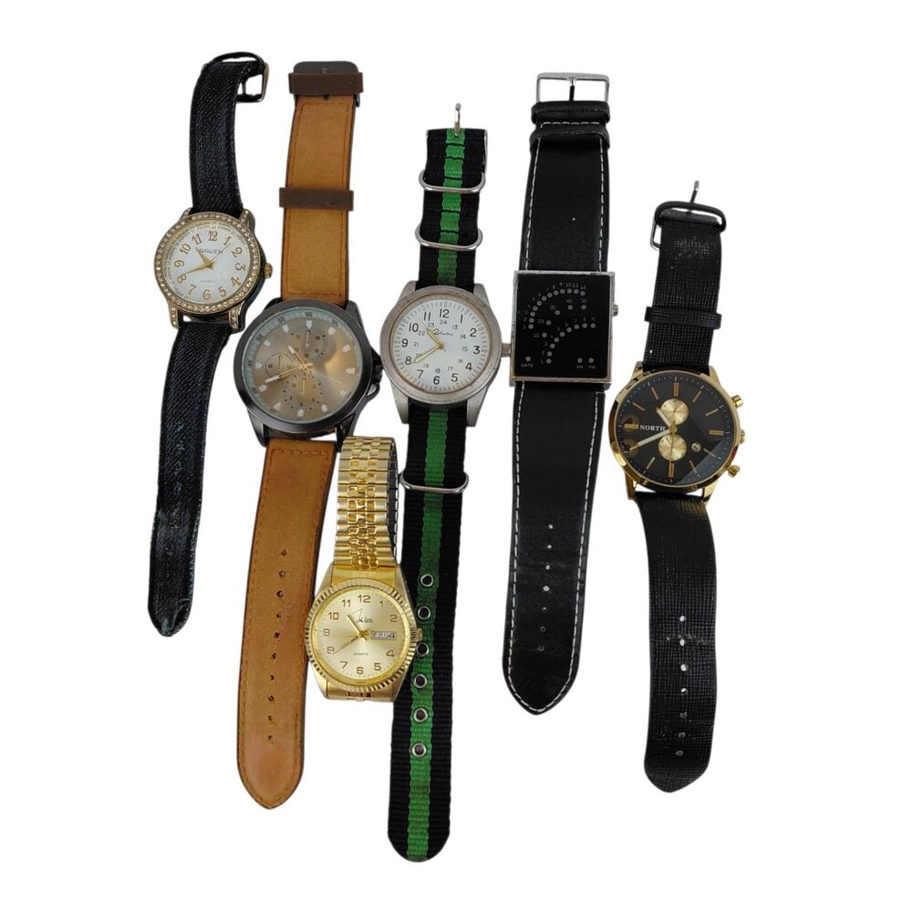Watch Lot Of 6 Working Watches John Weitz Gruen Regalos Tachometer Style & More